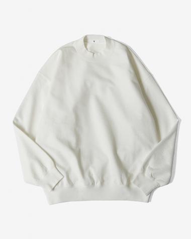 Y / ORGANIC COTTON BLEND HEAVY WEIGHT FLEECE CREW NECK / WHITE