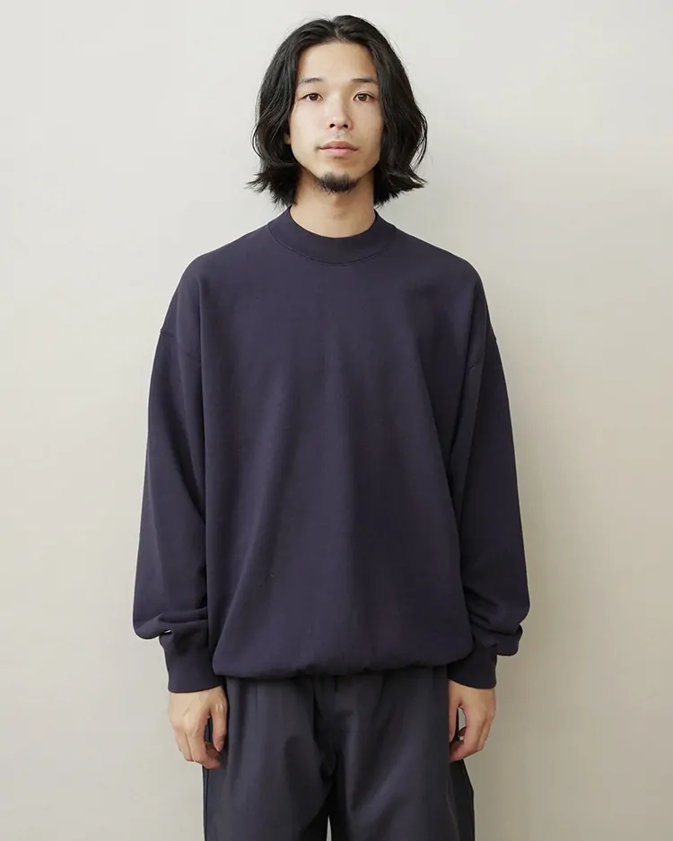 Y / ORGANIC COTTON BLEND HEAVY WEIGHT FLEECE CREW NECK / NAVY