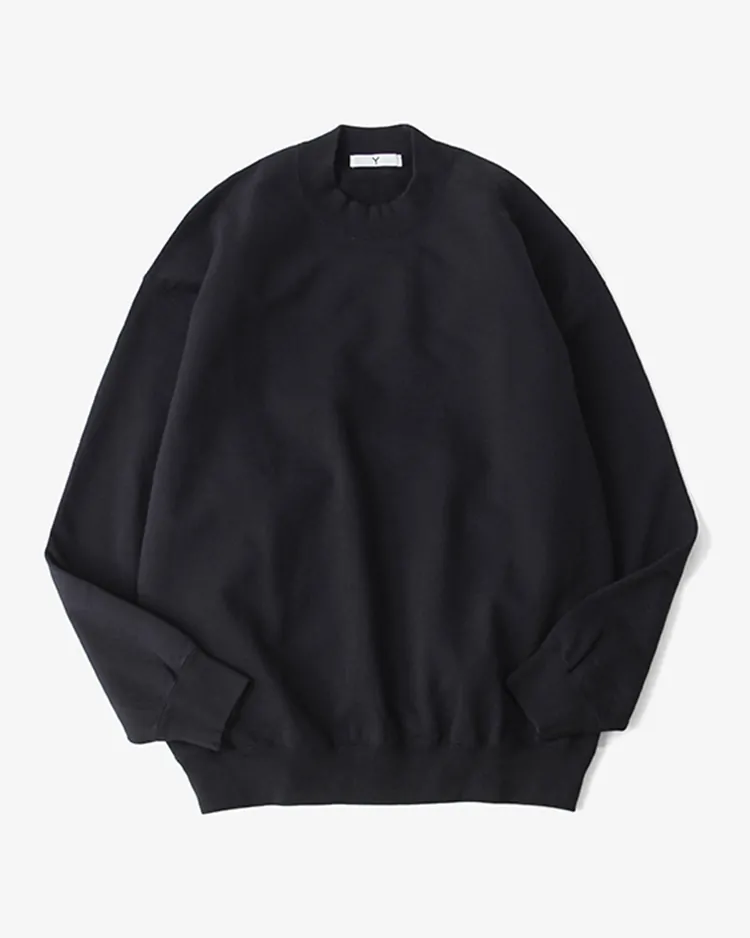 Y / ORGANIC COTTON BLEND HEAVY WEIGHT FLEECE CREW NECK / NAVY