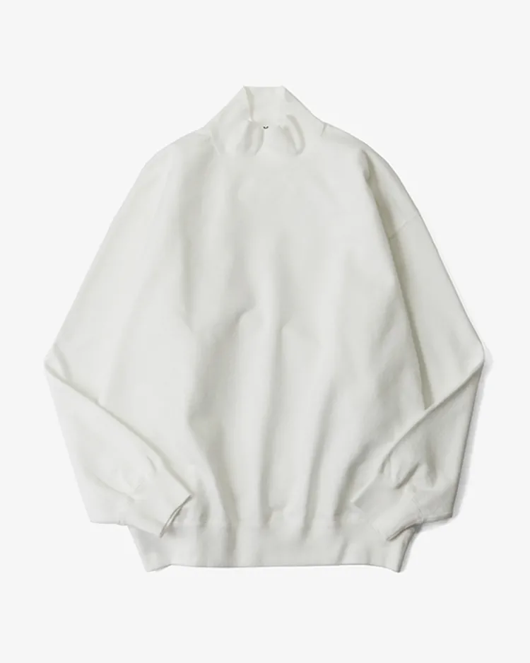 Y / ORGANIC COTTON BLEND HEAVY WEIGHT FLEECE TURTLE NECK / WHITE