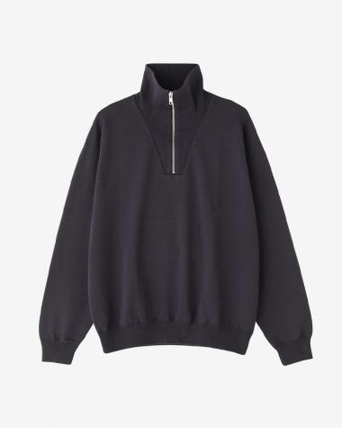  / ORGANIC COTTON BLEND HEAVY WEIGHT FLEECE HALF ZIP / NAVY