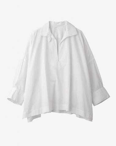 YLÈVE (WOMEN) / BOURRIENNE avec YLÈVE / COTTON TYPEWRITER PONCHO SH / MA / WHITE