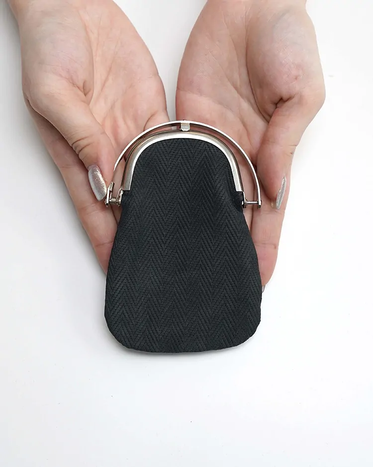 ED ROBERT JUDSON / ODD - FRAME LONG PURSE / HERRINGBONE BLACK