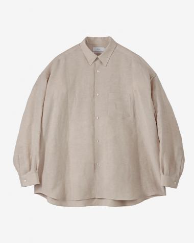 Linen Cupro L/S Oversized Regular Collar Shirt / BLACK Linen Cupro L/S Oversized Regular Collar Shirt / BLACK