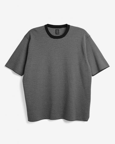  / 32G SMOOTH KNIT T-SHIRT / BLACK×WHITE