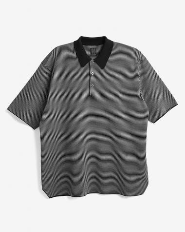  / 32G SMOOTH KNIT POLO / BLACK×WHITE