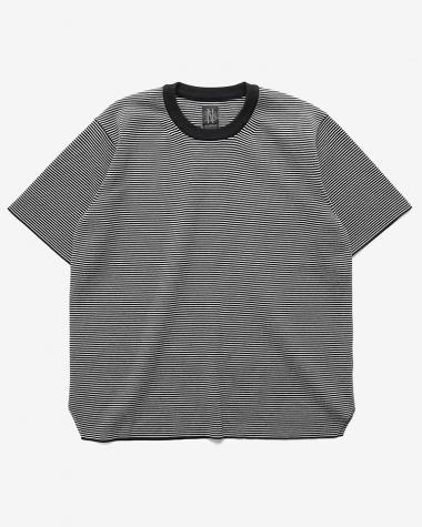  / 32G SMOOTH KNIT T-SHIRT / BLACK×WHITE