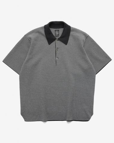  / 32G SMOOTH KNIT POLO / BLACK×WHITE