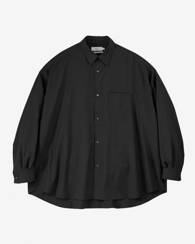  / Extra Fine Wool L/S Oversized Regular Collar Shirt / BLACK