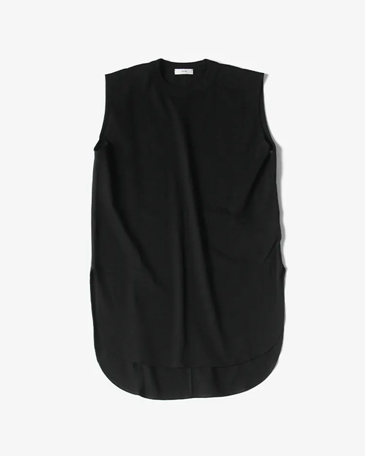ATON (WOMEN) / 12/- AIR SPININNG ROUND HEM TANKTOP / BLACK
