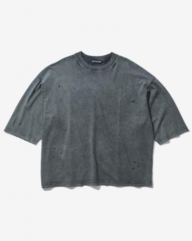  / OVERSIZED DAMAGE SS TEE / WASHED BLACK ORGANIC