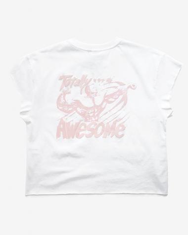  / Totally Awesome  Cap Sleeve / White/pink
