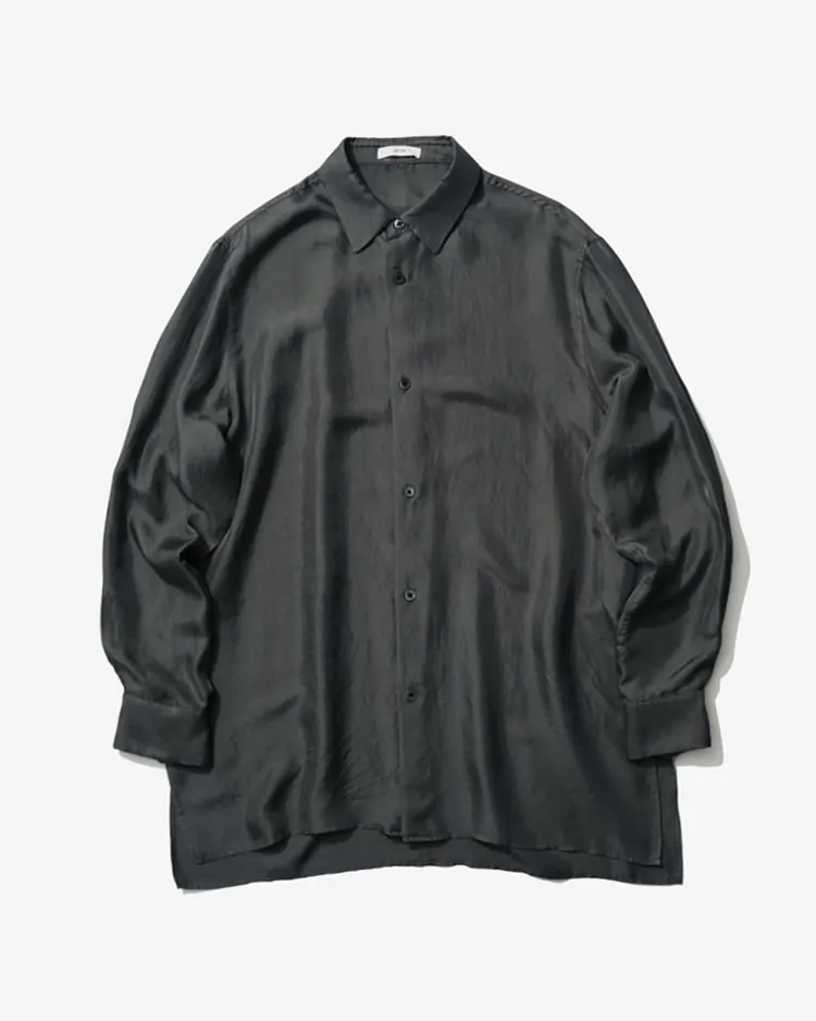 ATON (WOMEN) / TRAVEL SILK TWILL LONG SLEEVE SHIRT / SUMI