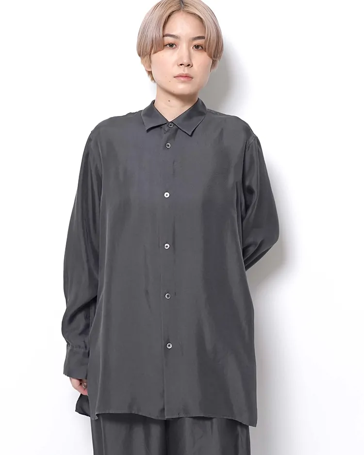 ATON (WOMEN) / TRAVEL SILK TWILL LONG SLEEVE SHIRT / SUMI