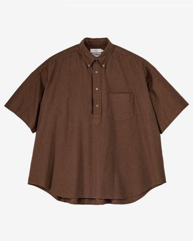  / Oxford S/S Oversized B.D Pullover Shirt / BROWN