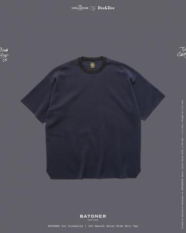  / 32G SMOOTH RELAX WIDE KNIT TEE / NAVY x BLACK