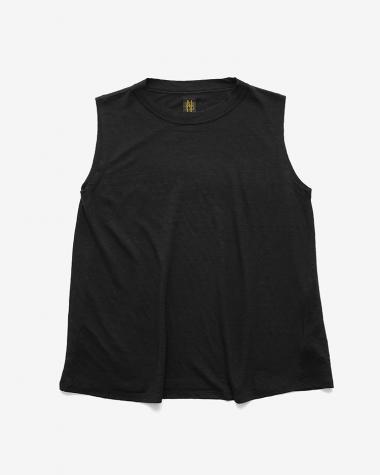  / NORMANDY LINEN A-LINE NO SLEEVE / BLACK