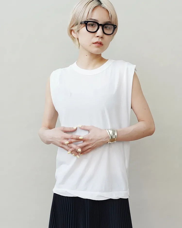 ATON (WOMEN) / FRESCA SINGLE JERSEY TANKTOP / WHITE