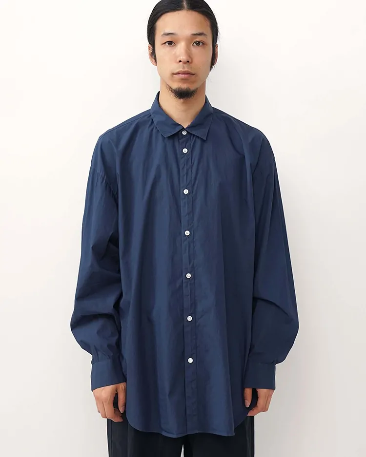 ATON (MEN) / COTTON LAWN OVERSIZED SHIRT / NAVY