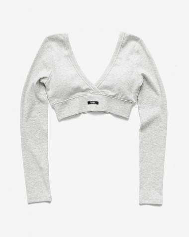  / Cropped L/S Top / ASHGREY