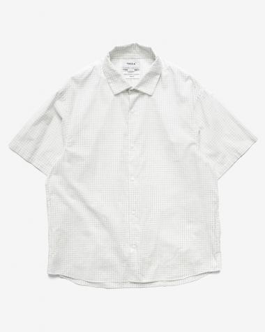 YAECA (MEN) / EXTRA WIDE - S/S COMFORT SHIRT / TATTERSALLE-CH