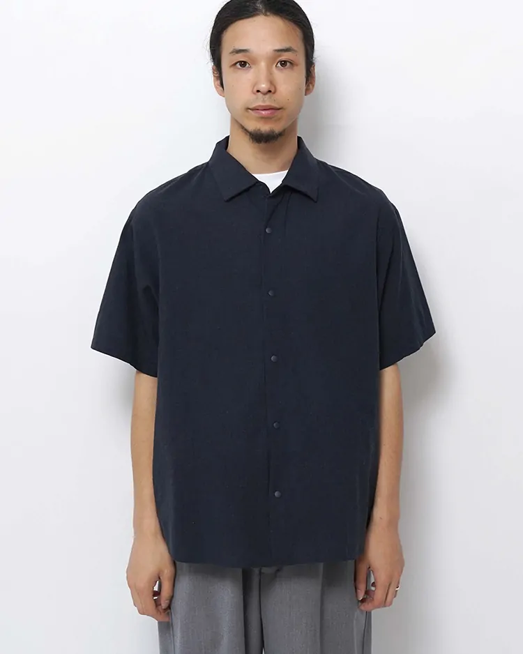 YAECA (MEN) / EXTRA WIDE - S/S COMFORT SHIRT / D.NAVY