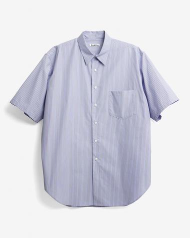 Dice&Dice / COTTON BROAD STRIPE REGULAR COLLAR S/S SHIRT / SAX-ST
