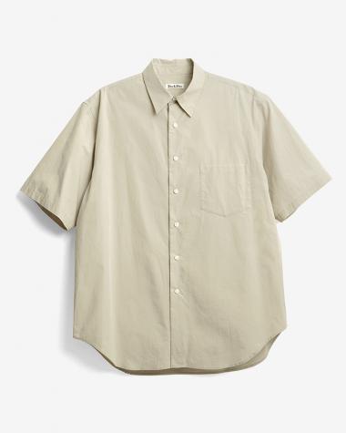  / ORGANIC WASHER REGULAR COLLAR S/S SHIRT / BEIGE