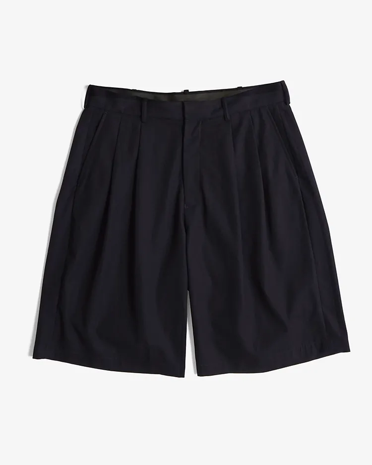 Dice&Dice / SUPIMA COTTON TWILL TWO TUCKS WIDE SHORTS / NAVY