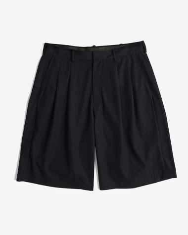  / SUPIMA COTTON TWILL TWO TUCKS WIDE SHORTS / NAVY