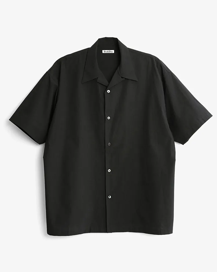 Dice&Dice / ORGANIC WASHER OPEN COLLAR S/S SHIRT / BLACK