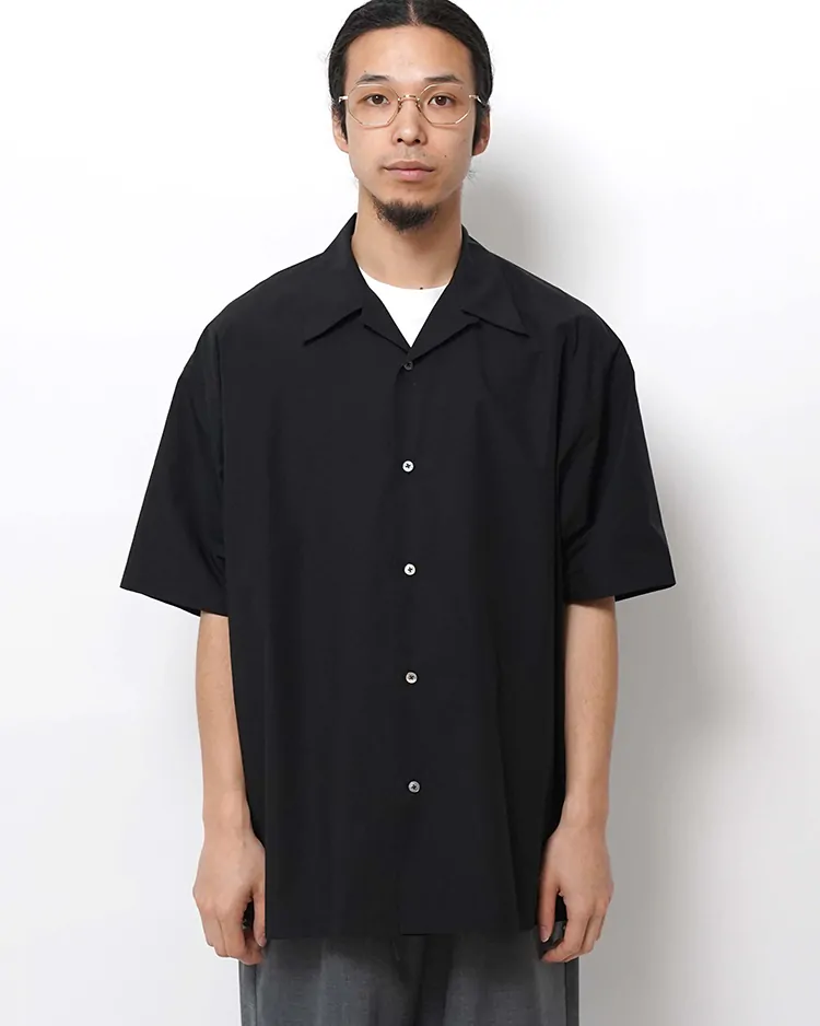 Dice&Dice / ORGANIC WASHER OPEN COLLAR S/S SHIRT / BLACK