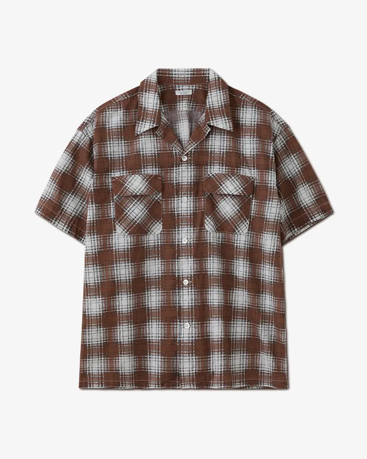 PHIGVEL / PRINT OMBRE OPEN CALLAR SS SHIRT / SEPIA BROWN