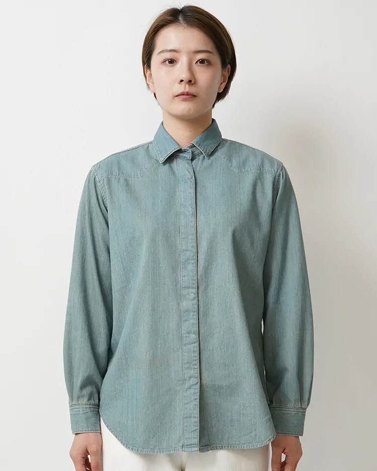 Tu es mon Tresor / The Turquoise Denim Shirt - Solid 7year (TEMT-SHRG010-SO7Y)