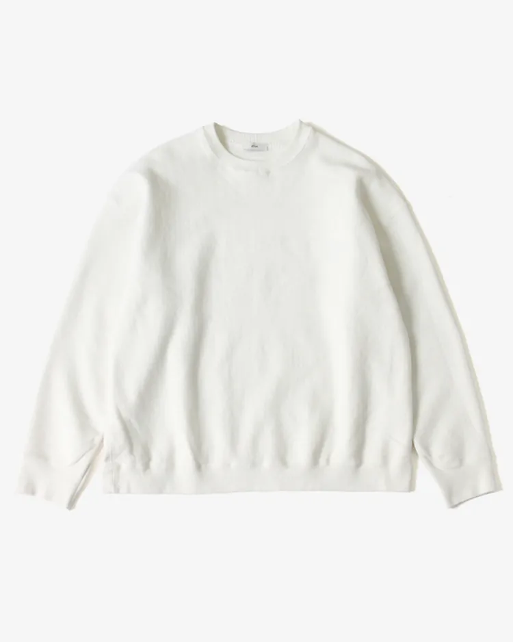 ATON (MEN) / GARMENT DYED URAKE OVERSIZED PULLOVER / WHITE