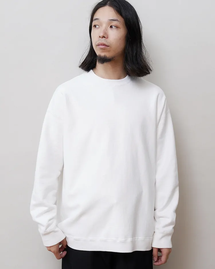 ATON (MEN) / GARMENT DYED URAKE OVERSIZED PULLOVER / WHITE