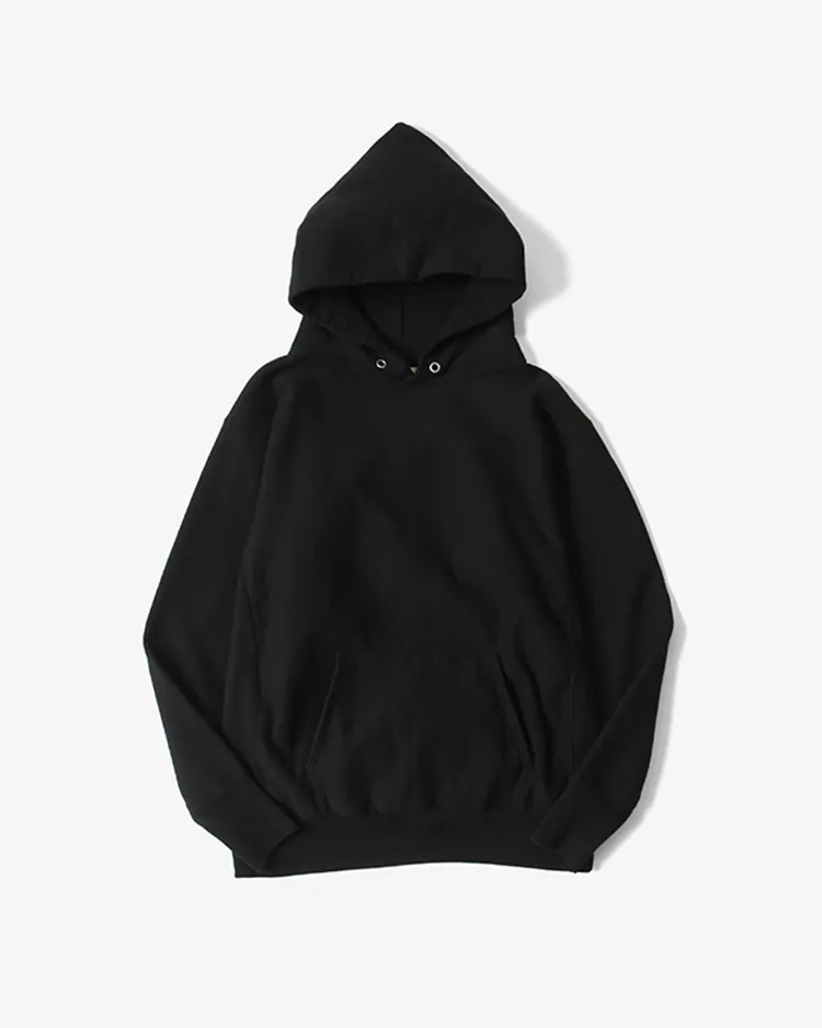 ATON (MEN) / GARMENT DYE URAKE HOODIE / BLACK