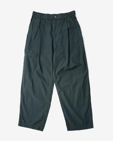  / SHRINK COTTON LAWN LOOSE FIT PANTS / DK.GREEN