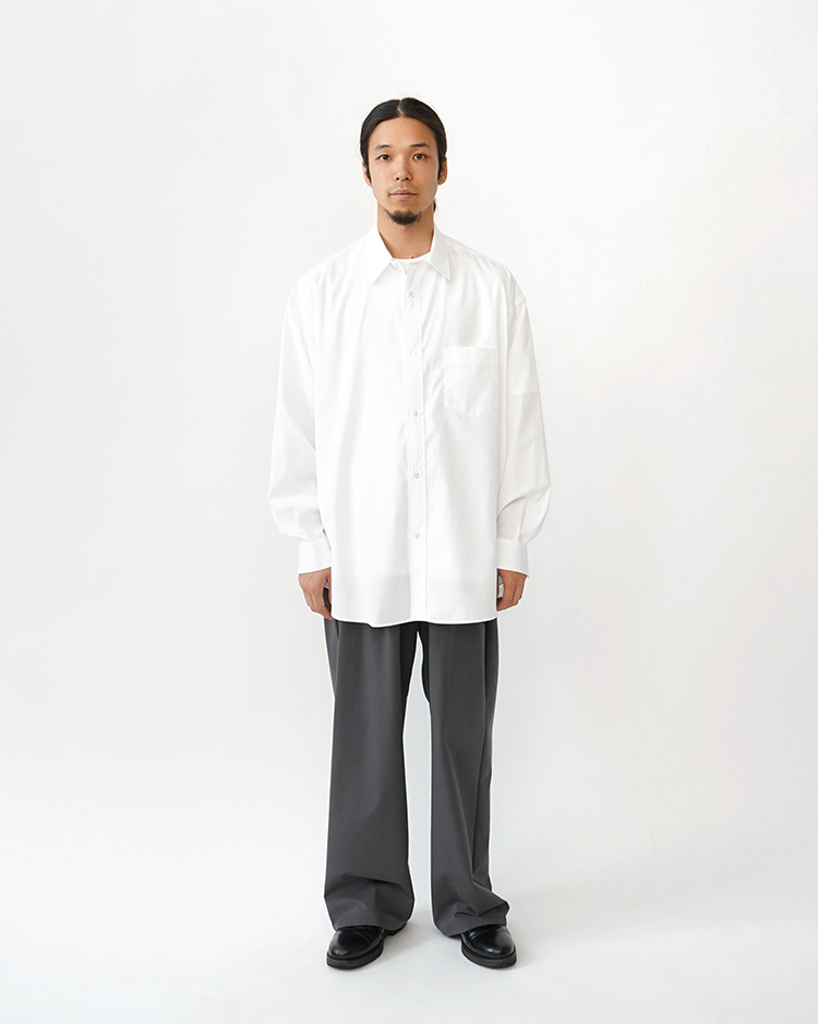 【39cm】h__s__rページ High Count Broad L/S Oversized Regular Collar Shirt / BLACK