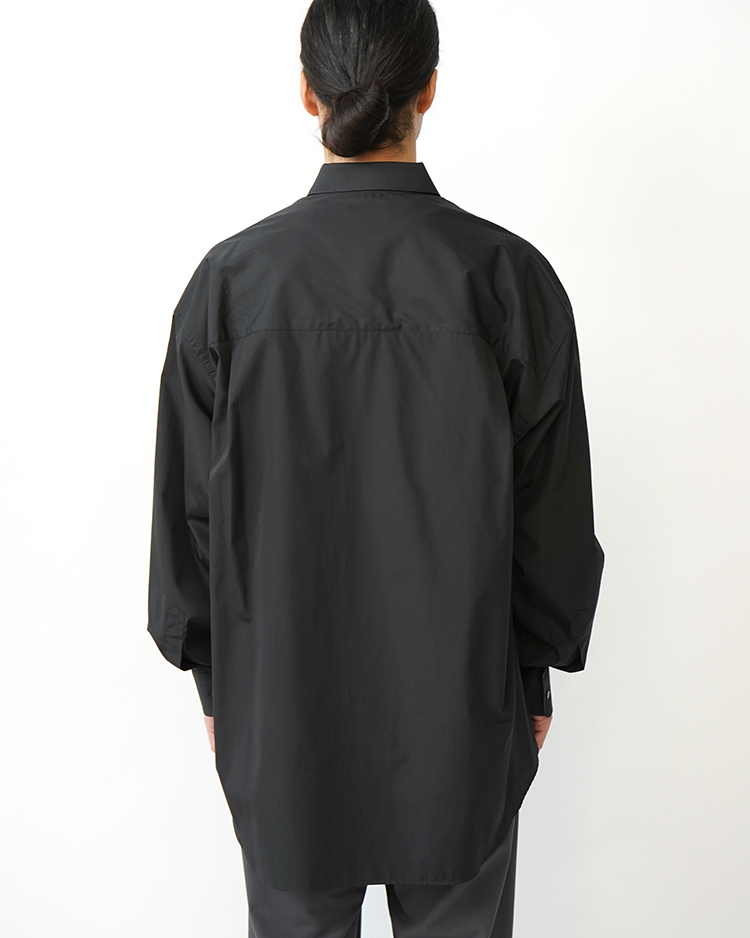 High Count Regular Collar Round Cut Oversized Shirt / BLACK