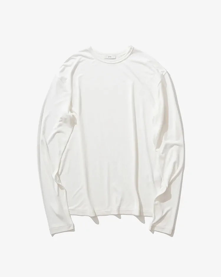 ATON (WOMEN) / MODAL SILK JERSEY PULLOVER / WHITE