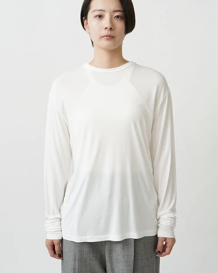ATON (WOMEN) / MODAL SILK JERSEY PULLOVER / WHITE