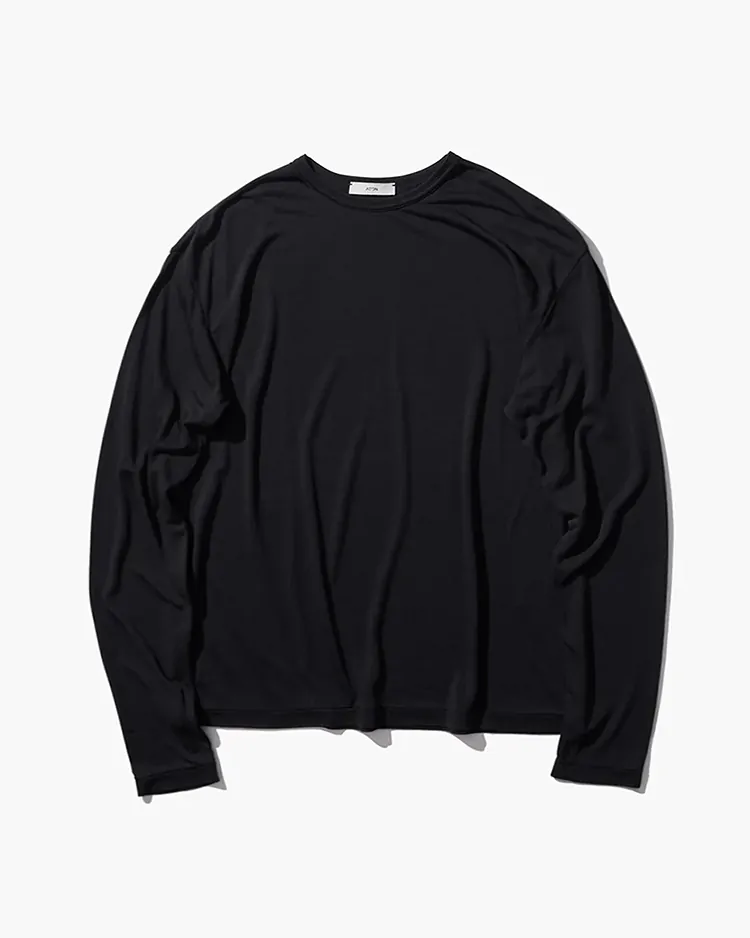ATON (WOMEN) / MODAL SILK JERSEY PULLOVER / BLACK