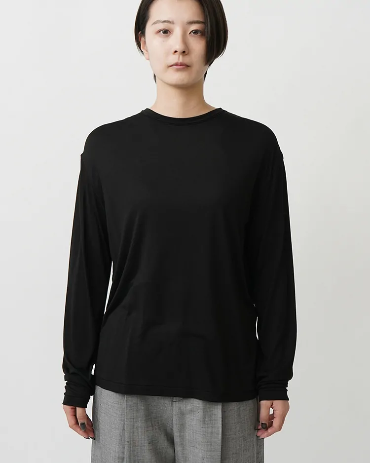 ATON (WOMEN) / MODAL SILK JERSEY PULLOVER / BLACK