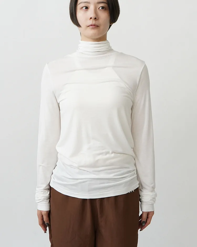 ATON (WOMEN) / MODAL SILK JERSEY TURTLENECK / WHITE