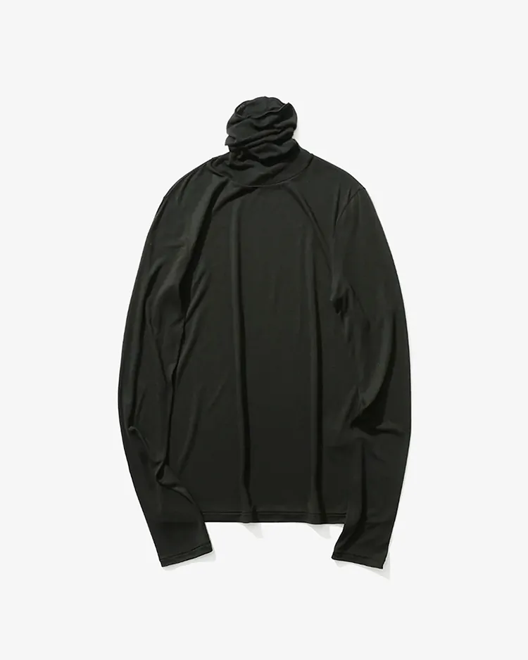 ATON (WOMEN) / MODAL SILK JERSEY TURTLENECK / BLACK