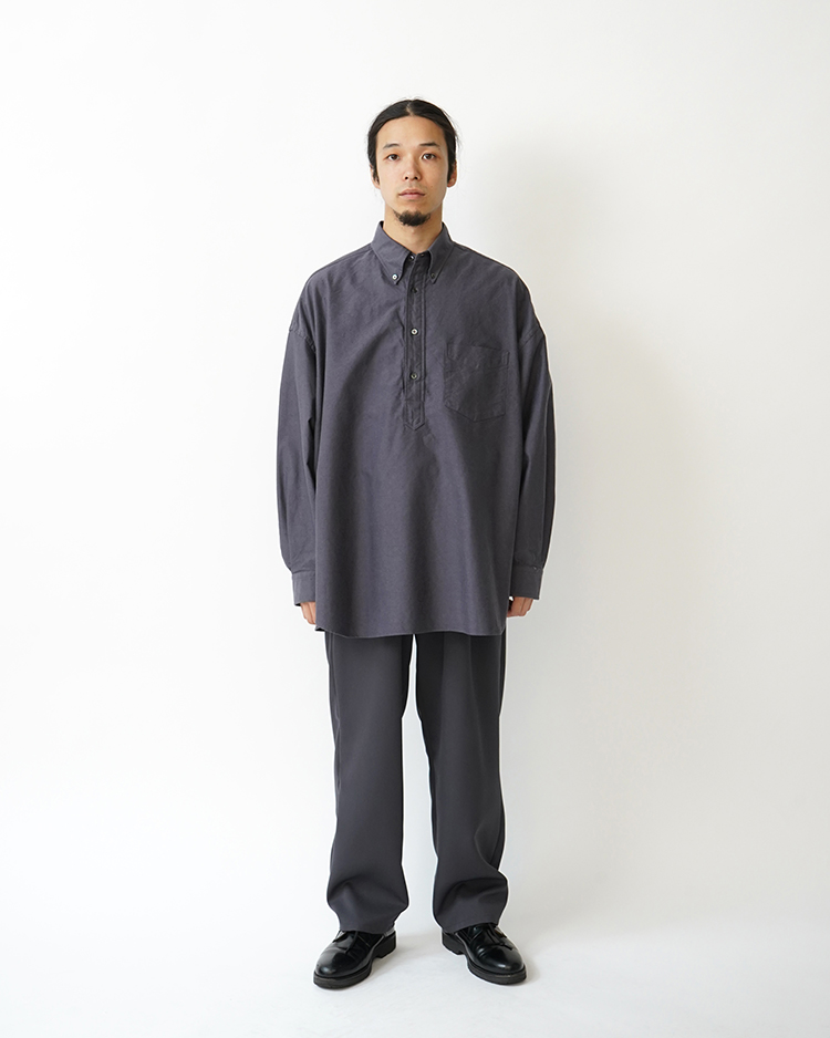 Oxford L/S Oversized B.D Pullover Shirt / GRAY | Graphpaper