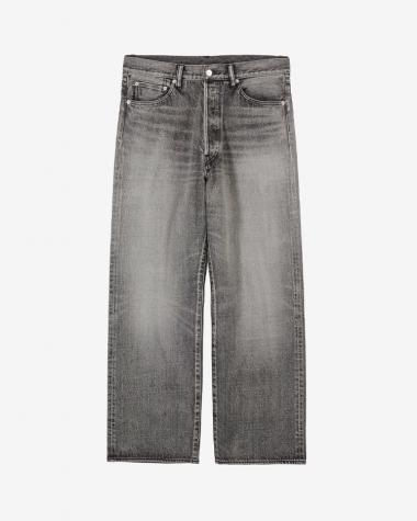  / Selvage Denim Five Pocket Wide Straight Pants / BLACK LIGHT FADE