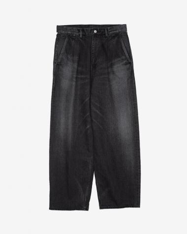  / Selvage Denim Two Tuck Pants / BLACK DARK FADE