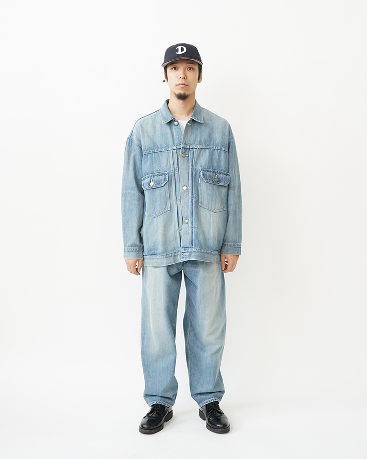 ワラビーページ Selvage Denim Two Tuck Tapered Pants / INDIGO LIGHT FADE